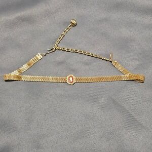 Park Lane Vintage Gold Tone Mesh Cameo Choker Necklace Adjustable 16 inch